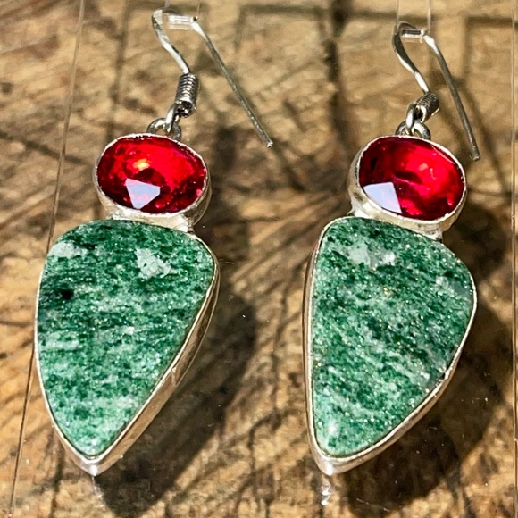 Green Aventurine Earrings 2” - Picture 5 of 7